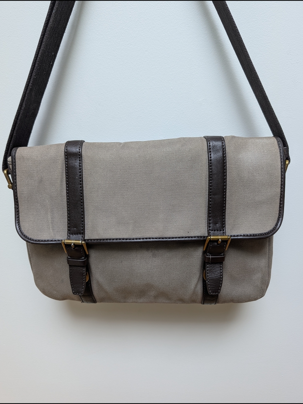 Fossil Vintage Canvas & Leather Messenger Bag